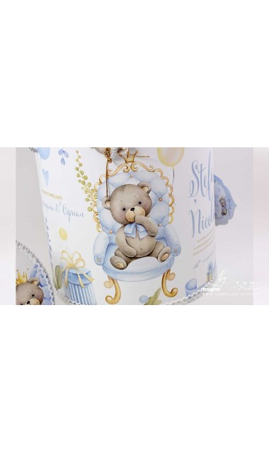 Trusou botez ursulet si broderie personalizata Teddy Bear King 7